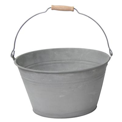 Emmer/plantenpot/bloempot - 1x - zink - grijs - D27 x H15 cm