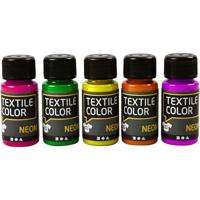 Creativ Company Neon textielverf - set van 5 kleuren, 50ml