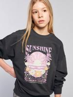 Oversized sweater voor meisjes met stonewashed effect JONEN antraciet