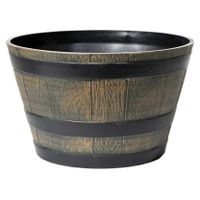 Plantenpot/bloempot - kunststof - bruin - houtmotief - D33 x H21 cm