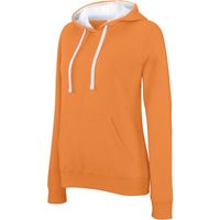 Oranje/witte dames truien/sweaters met hoodie/capuchon 2XL (44/56)  -