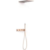 Regendouche set Tres B-System | Inbouw | Thermostaatkraan | 3-weg | Rechthoekig | 24k Rose goud mat