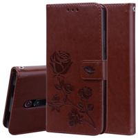 Rose reliëf horizontale Flip PU lederen draagtas met houder & kaartsleuven & portemonnee voor Xiaomi Redmi K20/K20 Pro (bruin)