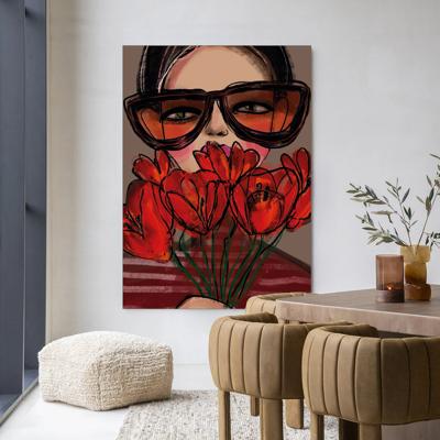 Urban Cotton Wandkleed 'Poppy' 145 x 190cm in Frame - black