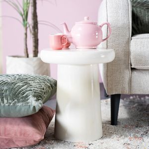 By-Boo Bijzettafel 'Glaze' 34cm, kleur Crème