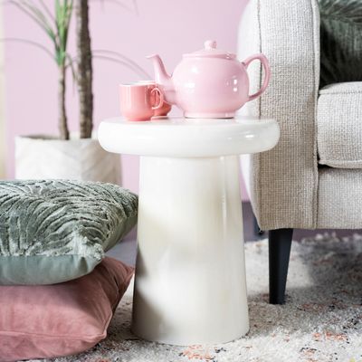 By-Boo Bijzettafel 'Glaze' 34cm, kleur Crème