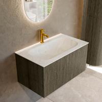 Badmeubel Mondiaz Kurve-Dlux | 80 cm cm | Meubelkleur Shadow | Wastafelkleur Opalo | Solid surface | Wasbak midden spoelbak | 1 kraangat