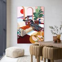 Urban Cotton Wandkleed 'Tiger Queen' 110 x 145cm in Frame - black