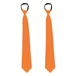 Carnaval verkleed stropdas - 2x - neon oranje - volwassene - verkleedthema