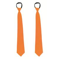 Carnaval verkleed stropdas - 2x - neon oranje - volwassene - verkleedthema Carnaval verkleed stropdas - 2x - neon oranje - volwassene - verkleedthema