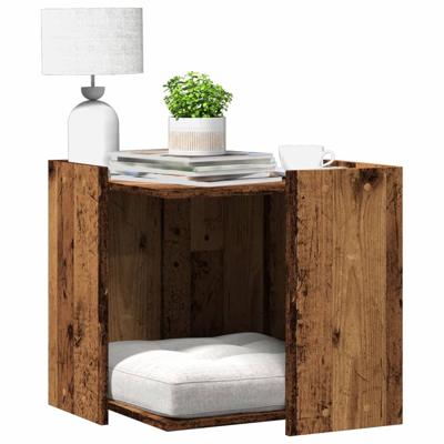 VidaXL Kattenbakkast 53x53x51 cm bewerkt hout oud houtkleurig