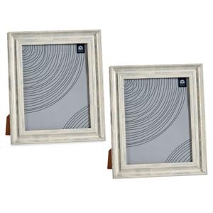 Giftdecor Fotolijstje voor 20 x 25 cm foto - 2x - hout/zilver glans - Klassiek - frame 26 x 31 cm