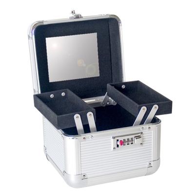 Gerimport Beautycase met 2 uitklapbare vakken - 22 x 17 x 15 cm - Make up koffer - voor op reis