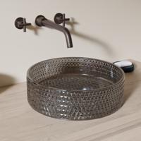 Waskom Riho Glamour Rond 35.5 cm Ruitpatroon Smoke Glass