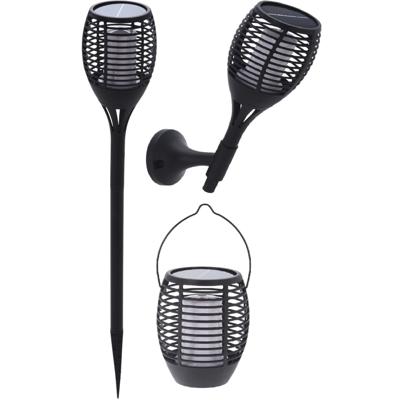 Set van 4x stuks solar tuinlamp/fakkel 3 in 1 met vlameffect op zonne-energie 78 cm