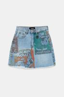 Denim minirok met borduursels - BLUE - 42
