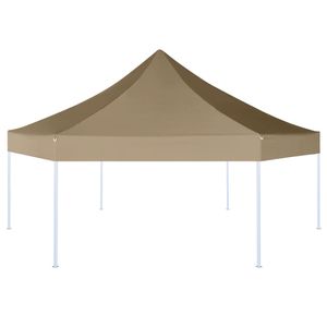 Partytent inklapbaar zeshoekig 3,6x3,1 m taupe 220 g/m