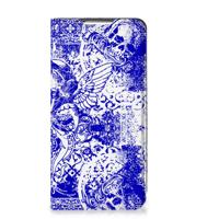 Mobiel BookCase Samsung Galaxy S22 Angel Skull Blauw