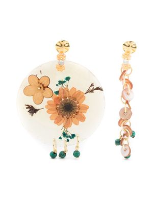 Amir Slama boucles d'oreilles pendantes à fleurs - Tons neutres