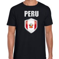 Peru landen supporter t-shirt met Peruaanse vlag schild zwart heren