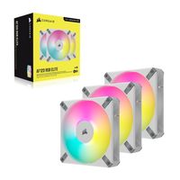 Corsair iCUE AF120 RGB ELITE WHITE + Lighting Node CORE case fan 3 stuks, 4-pins PWM fan-connector - thumbnail