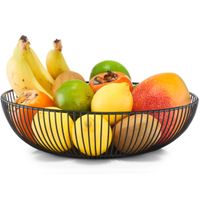 1x Zwarte ronde fruitschalen metaal 28 cm