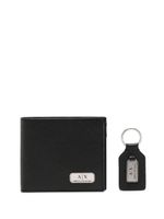 Armani Exchange portefeuille en cuir à plaque logo - Noir