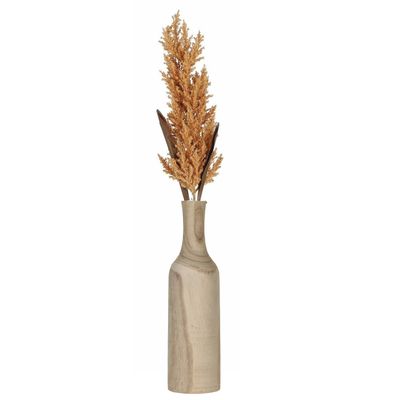 Decoratie pampasgras kunst pluim in houten vaas - terra bruin - 88 cm