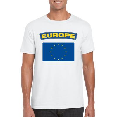 Europa supporters t-shirt - met vlag print - wit - voor heren - landen - kleding