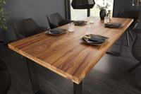 Massief houten eettafel IRON CRAFT 160cm bruin zwart Sheesham stone afwerking Industrieel - 39868
