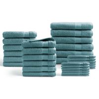 Handdoeken 30 delig set - Hotel Collectie - 100% katoen - denim blauw - thumbnail