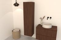 Walnuss-Hochschrank Manaro - Riffel-Front mit Softclose-Scharniere