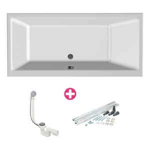 Ligbad Xenz Kristal | Inbouw | 160x75 cm | Incl.Badafvoer | Met overloop | Acryl | Glans wit
