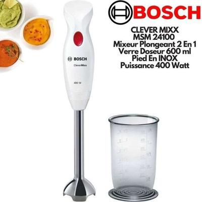 BOSCH MSM24100 - Staafmixer CleverMixx - 400W - Afneembare RVS voet - 1 snelheid - Blenderkom - Wit