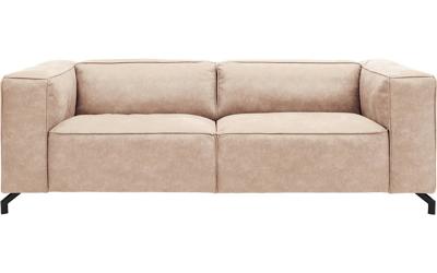Goossens Bank Calvin bruin, micro leer, 3-zits, modern design