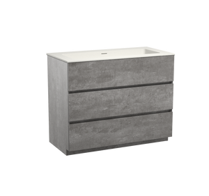 Storke Edge staand badmeubel 105 x 52 cm beton donkergrijs met Mata enkele wastafel in mat witte solid surface