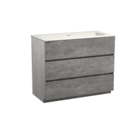 Storke Edge staand badmeubel 105 x 52 cm beton donkergrijs met Mata enkele wastafel in mat witte solid surface - thumbnail