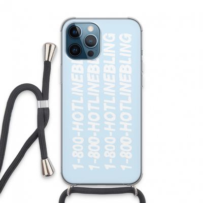 Hotline bling blue: iPhone 13 Pro Max Transparant Hoesje met koord