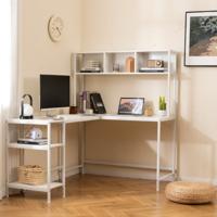 L-vormig Bureau met Extra Onderdelen Hoekcomputerbureau met Opbergplank en Hoofdtelefoonhaak