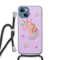 Roze eenhoorn: iPhone 13 mini Transparant Hoesje met koord