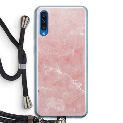 Roze marmer: Samsung Galaxy A50 Transparant Hoesje met koord
