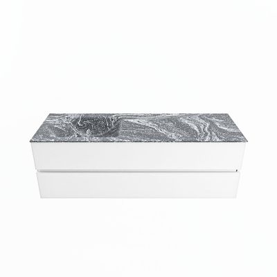 MONDIAZ VICA-DLUX 150cm badmeubel onderkast Talc 2 lades. Inbouw wastafel CLOUD links 1 kraangat, kleur Lava.