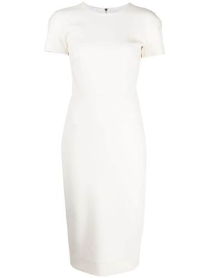 Victoria Beckham robe en crêpe à manches courtes - Blanc