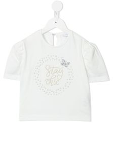 Monnalisa blouse à slogan brodé - Blanc