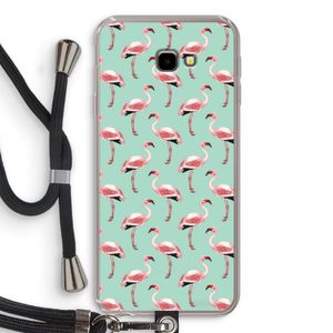 Flamingoprint groen: Samsung Galaxy J4 Plus Transparant Hoesje met koord