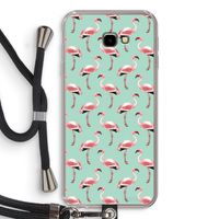 Flamingoprint groen: Samsung Galaxy J4 Plus Transparant Hoesje met koord