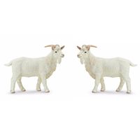 Set van 2x stuks plastic speelgoed figuur witte geiten bok 9 cm
