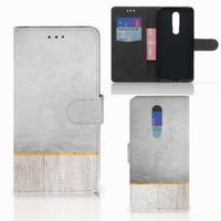 Nokia 3.1 Plus Book Style Case Wood Concrete - thumbnail