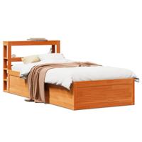 Bedframe met hoofdbord massief grenenhout wasbruin 90x190 cm
