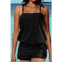 Dames Normaal Zwemkleding Tankini 2 stuks Zwemjurk Zwempak 2-stuks Bescheiden badkleding Hoge taille Open achterkant Heldere kleur Bandje Vakantie Casual / Dagelijks Badpakken Lightinthebox